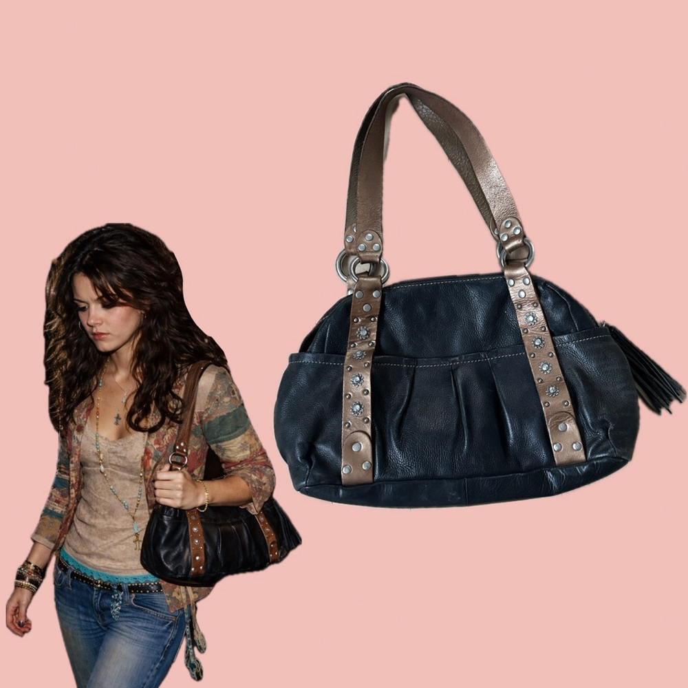 Y2K boho coachella vibe real leather shoulder bag